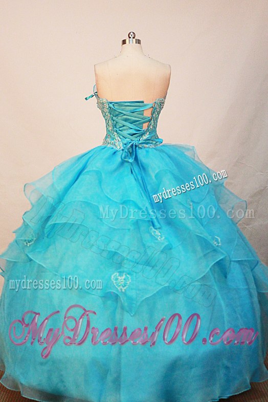 Romantic Hand Made Flower V-neck Quince Dresses with Appliques